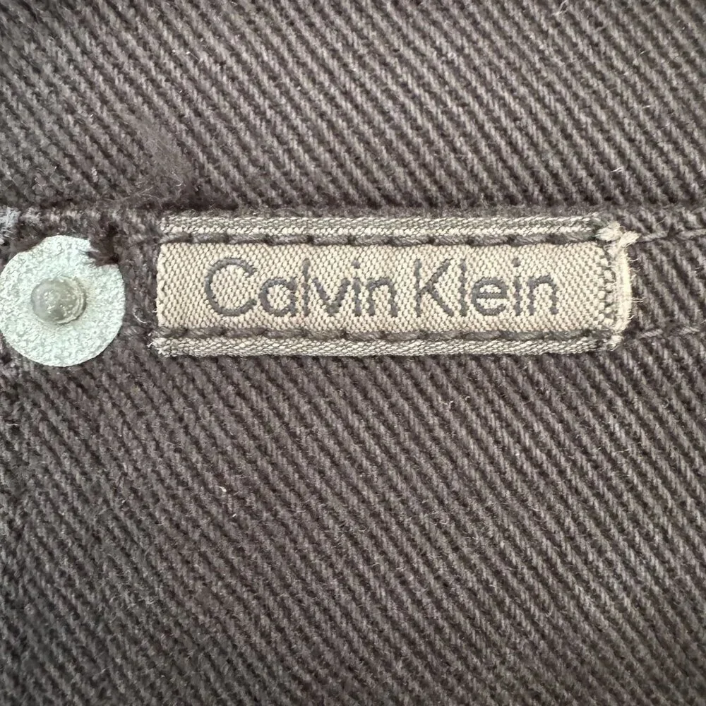 90s Vintage Calvin Klein Blackest Black Silver Tone Button Fly Straight Jeans